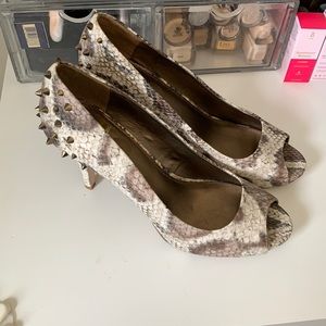 Fergalicious snake print heels